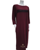 Oh! Zuza OZ210 Red Wine Accented Long Sleeve Modal Nightshirt myselflingerie.com