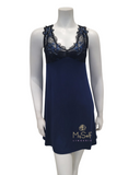 Oh! Zuza 3741 Black & Blue Lace Deep Sea Modal Chemise myselflingerie.com