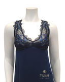 Oh! Zuza 3741 Black & Blue Lace Deep Sea Modal Chemise myselflingerie.com