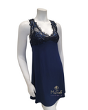 Oh! Zuza 3741 Black & Blue Lace Deep Sea Modal Chemise myselflingerie.com