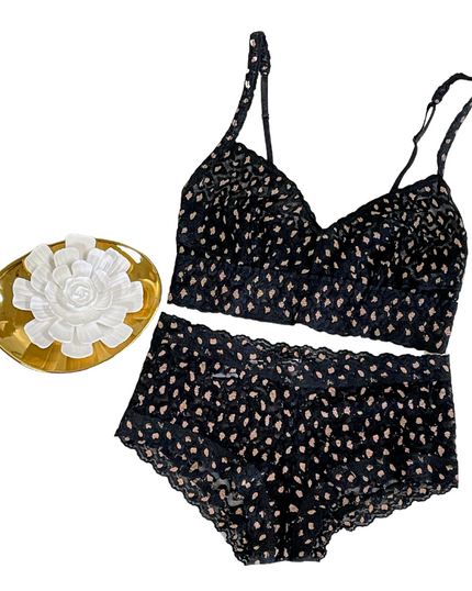 Hanky Panky 7I7272+7I1201 Black/Praline Crossdyed Retro Bralette Set MYSELFLINGERIE.COM