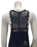 Oh! Zuza 3741 Black & Blue Lace Deep Sea Modal Chemise myselflingerie.com