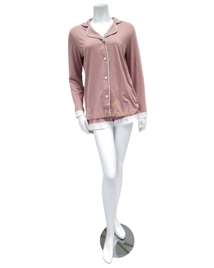  Cosabella AMOBD9645 Mandorla/Ivory Bella Long Sleeve PJ's Boxer Set MYSELFLINGERIE.COM