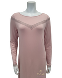 Oh! Zuza 3623 V Lace Trim Dusty Pink Modal Nightshirt myselflingerie.com