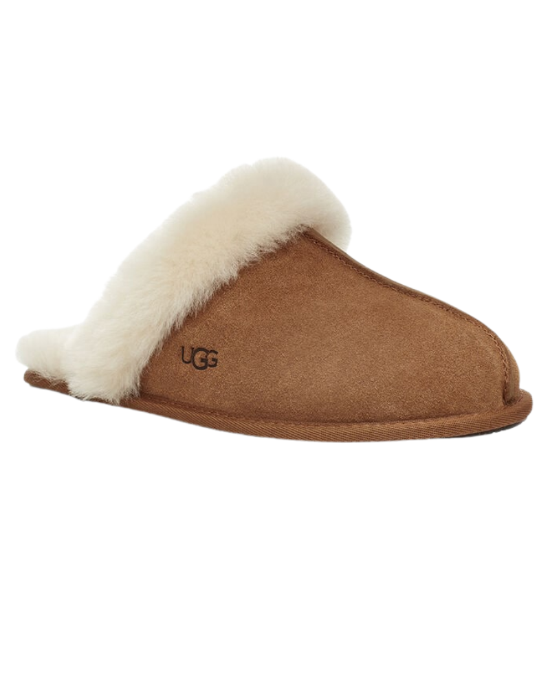 UGG 1106872 Scuffette II Chestnut Suede Slipper with Fur Trim myselflingerie.com