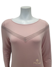 Oh! Zuza 3623 V Lace Trim Dusty Pink Modal Nightshirt myselflingerie.com