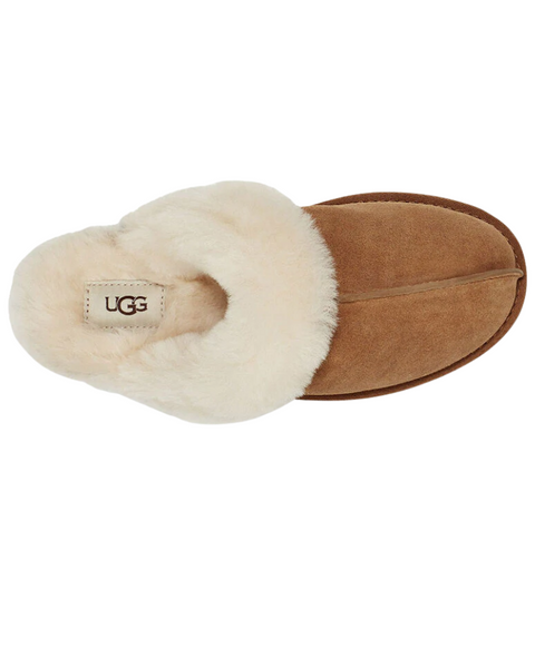 UGG  Scuffette II Chestnut Suede Slipper with Fur Trim Myselflingerie.com