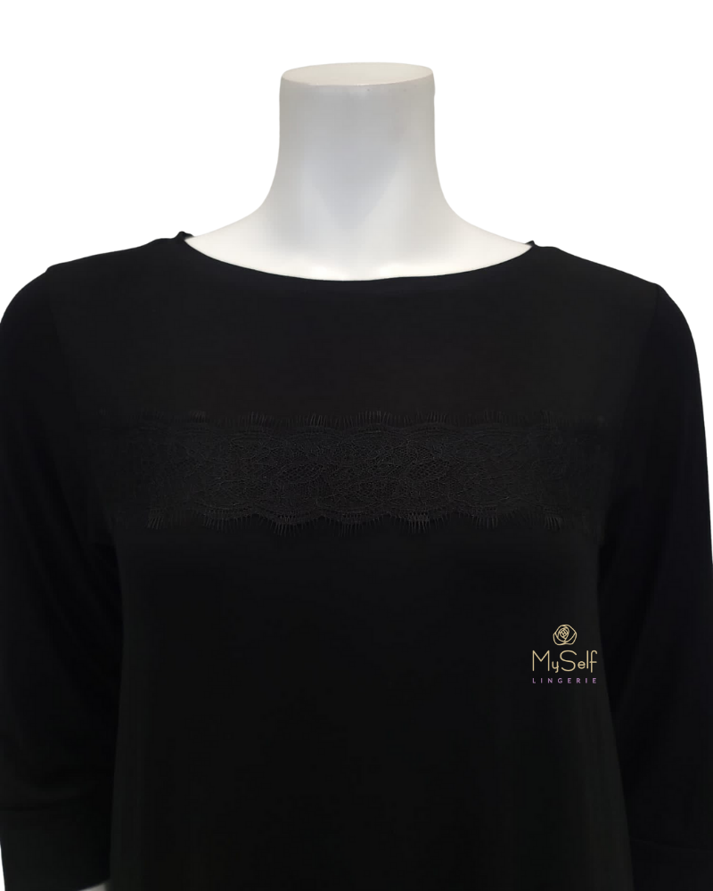 Oh! Zuza OZ210PJ Black Accented Tunic Style Modal Pajamas Set myselflingerie.com