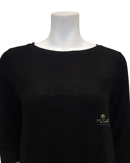 Oh! Zuza OZ210PJ Black Accented Tunic Style Modal Pajamas Set myselflingerie.com