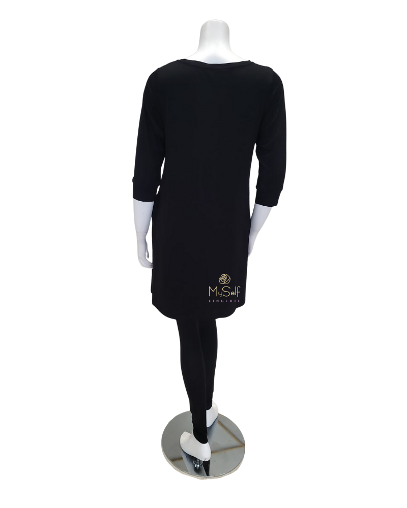 Oh! Zuza OZ210PJ Black Accented Tunic Style Modal Pajamas Set myselflingerie.com