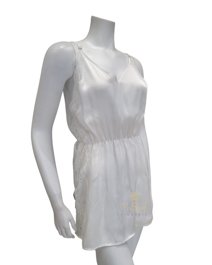 Vanilla Night and Day 3644 Waisted Lace Ivory Chemise MYSELFLINGERIE.COM