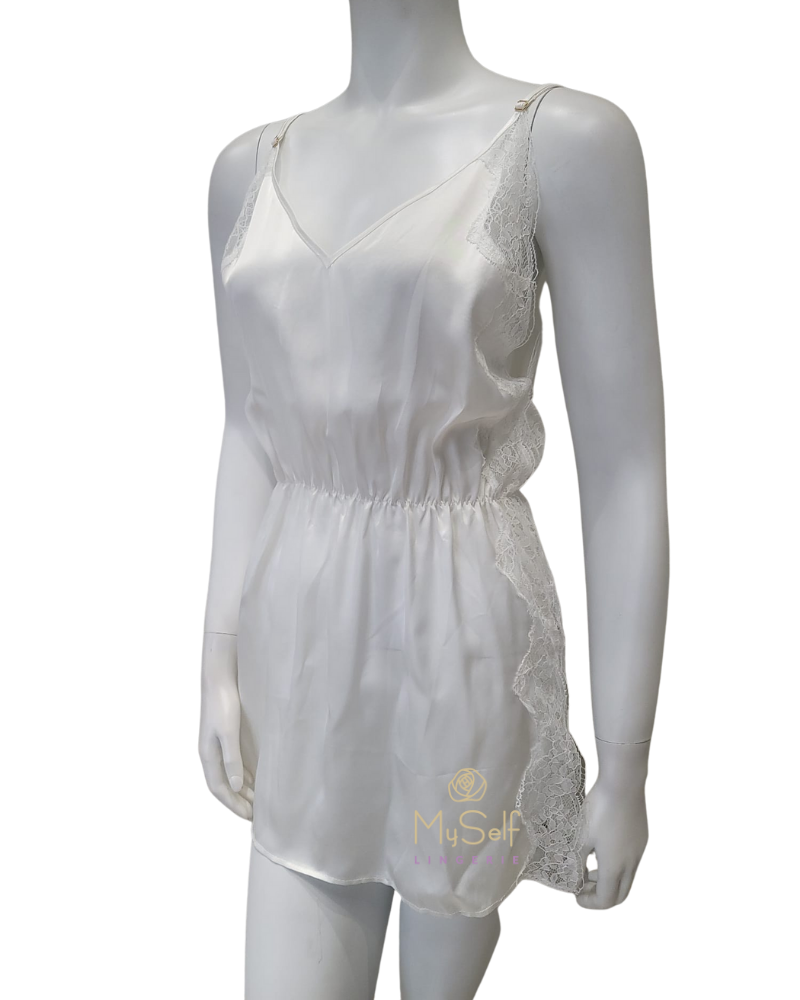 Vanilla Night and Day 3644 Waisted Lace Ivory Chemise MYSELFLINGERIE.COM
