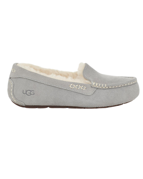 UGG Light Grey Ansley Slipper with Fur Trim Myselflingerie.com