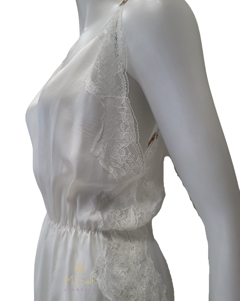 Vanilla Night and Day 3644 Waisted Lace Ivory Chemise MYSELFLINGERIE.COM
