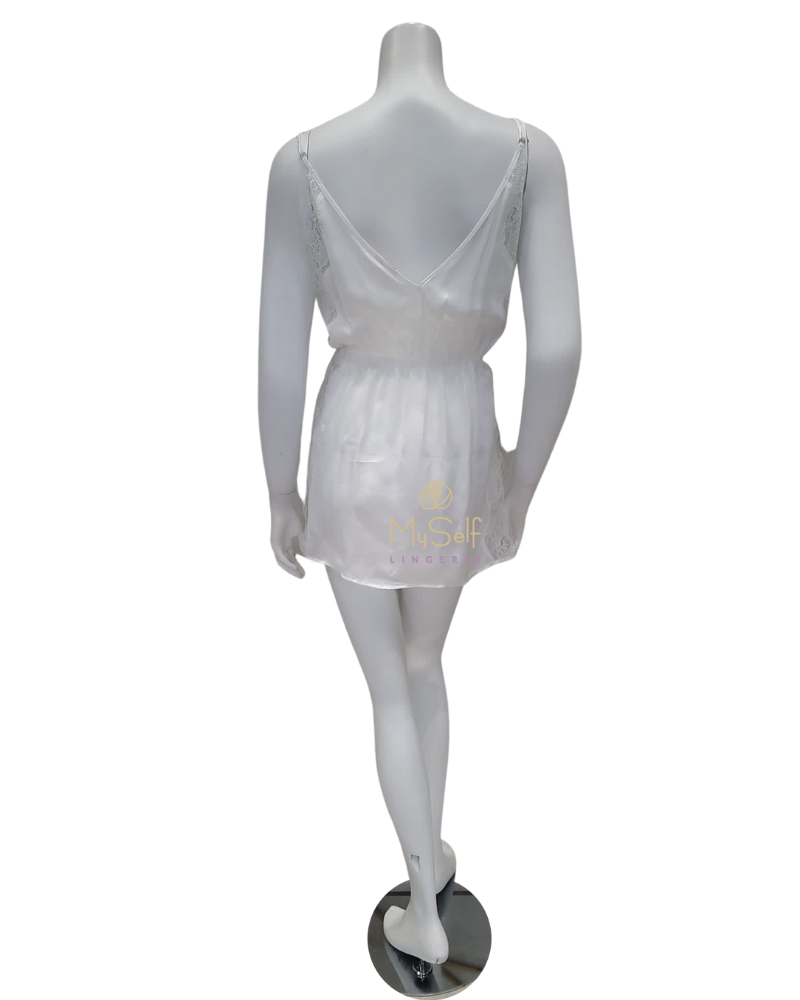 Vanilla Night and Day 3644 Waisted Lace Ivory Chemise MYSELFLINGERIE.COM