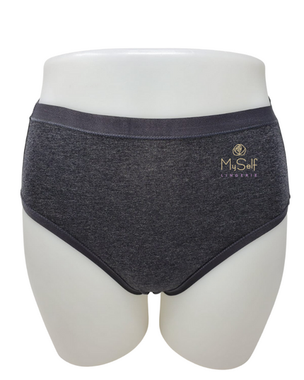Me Moi MU-1013 3pk Charcoal Heather Cotton Briefs myselflingerie.com