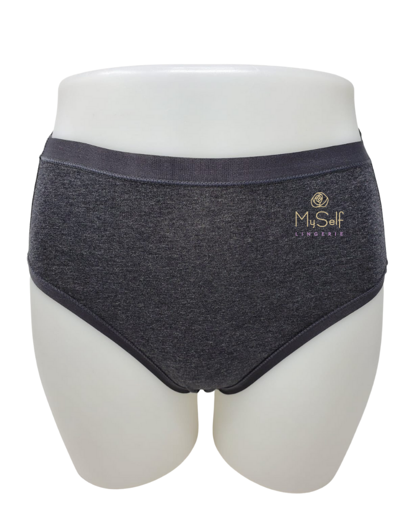 Me Moi MU-1013 3pk Charcoal Heather Cotton Briefs myselflingerie.com