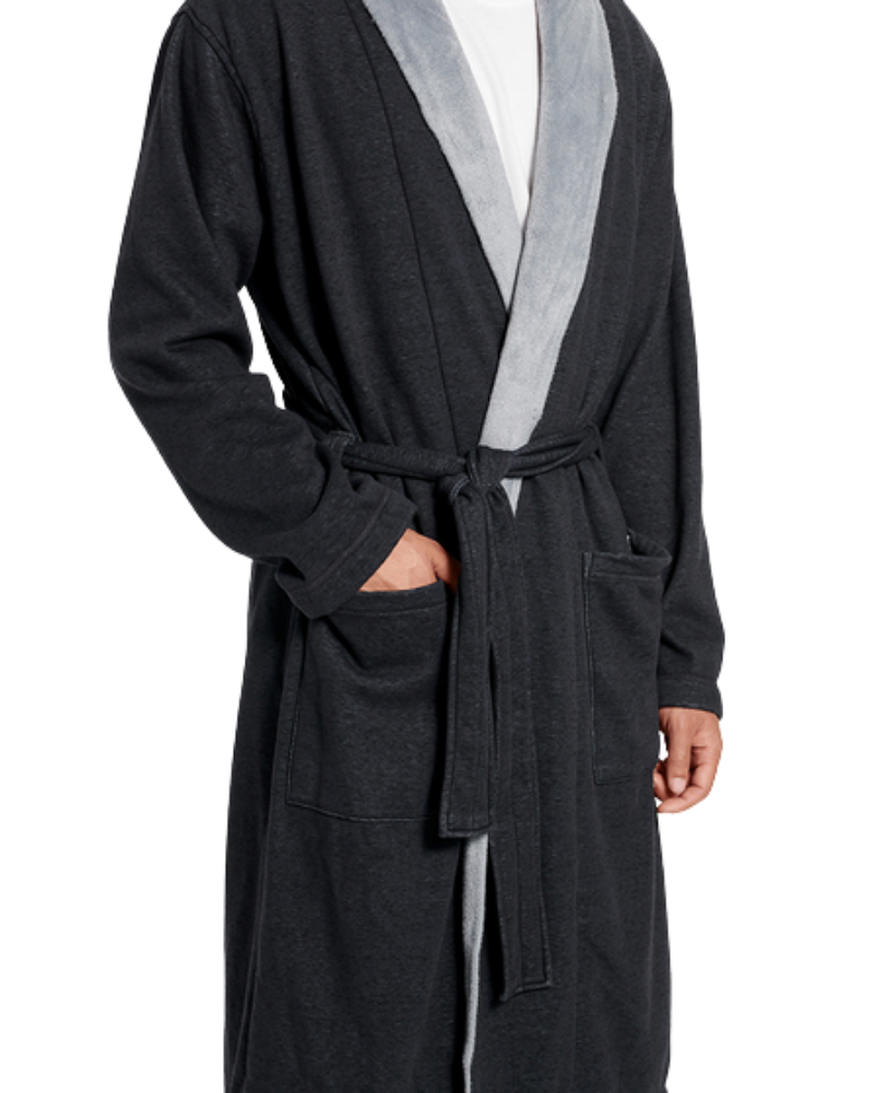 UGG 1096932 Black Heather Robinson Men's Wrap Robe myselflingerie.com