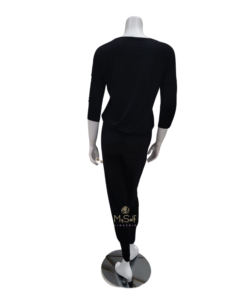 Oh! Zuza OZ214 Classic Black Modal Pajamas Set myselflingerie.com