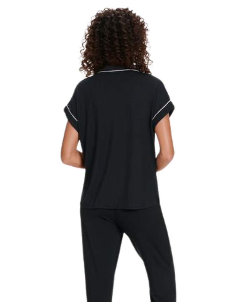 UGG 1104855 Black Aimee Short Sleeves Button Down Pajama Set Myselflingerie.com