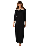 Rojo London Lacy Black Modal Nightgown & Zip Up Sweater myselflingerie.com