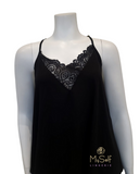 Flora Nikrooz Q81070 Floretta II Black Knit Lace PJ's Cami Set myselflingerie.com