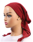 Ahead Burgundy Shimmer Lined Pre-Tied Bandanna