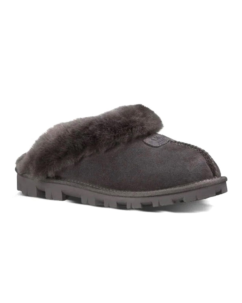 UGG 5125 Coquette Clog Suede Slippers with Fur Trim myselflingerie.com