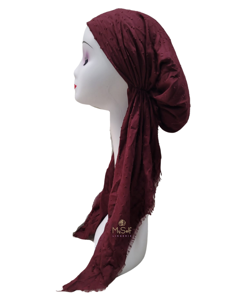 Lizi Headwear Textured Solid Burgundy Pre-Tied Bandanna myselflingerie.com