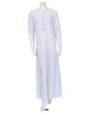 Nico Italy Snap Front White Cotton Nightgown with Lace Strips
