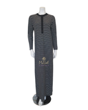 Ellwi Black Stripes Button Down Cotton Nightgown