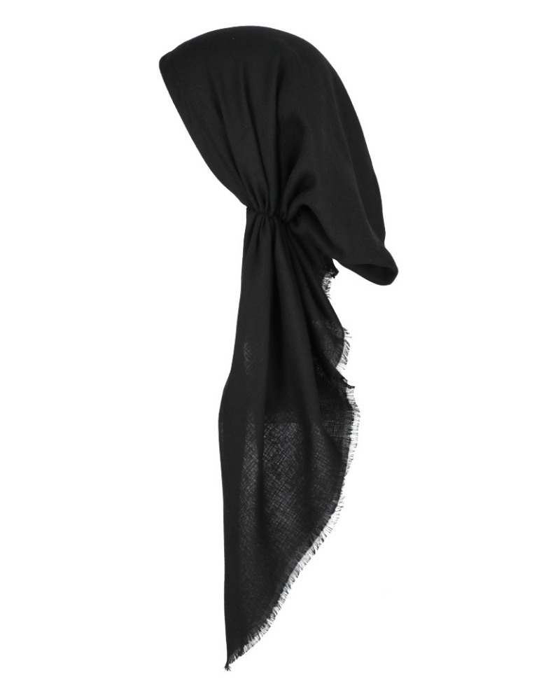 Lizi Headwear Solid Black Pre-tied Headscarf Bandanna myselflingerie.com