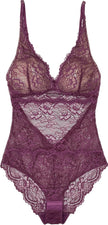 Samantha Chang SC446014-RW Rosewood All Lace Classic Bodysuit  myselflingerie.com