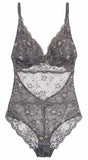 Samantha Chang SC4460122-CB Charcoal/Blush All Lace Amour Bodysuit myselflingerie.com