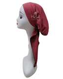 Triple Up Dark Pink Ribbed Unlined Pre-Tied Bandanna