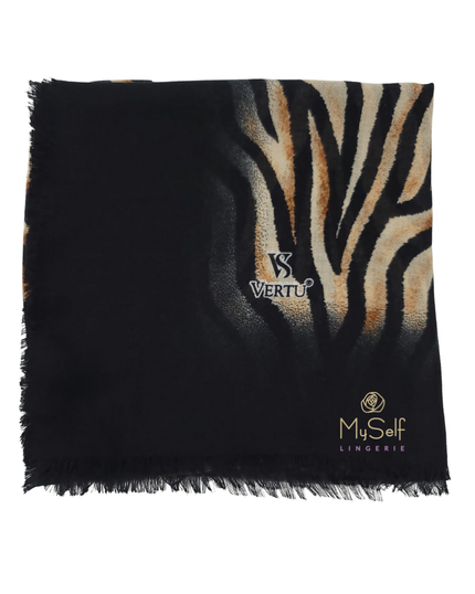 Lizi Headwear Brown/Black Zebra Square Scarf with Light Non Slip Grip myselflingerie.com
