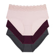 Dorina D000150 Pink/Plum/Slate Cotton Lace Top 3 Pk Briefs myselflingerie.com