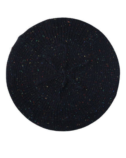 Lizi Headwear Waffle Knit Navy/Colorful Speckled Beret myselflingerie.com