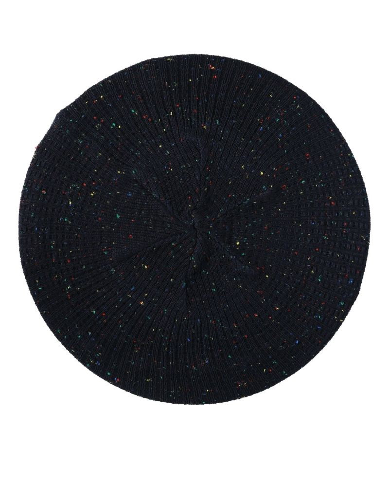 Lizi Headwear Waffle Knit Navy/Colorful Speckled Beret myselflingerie.com