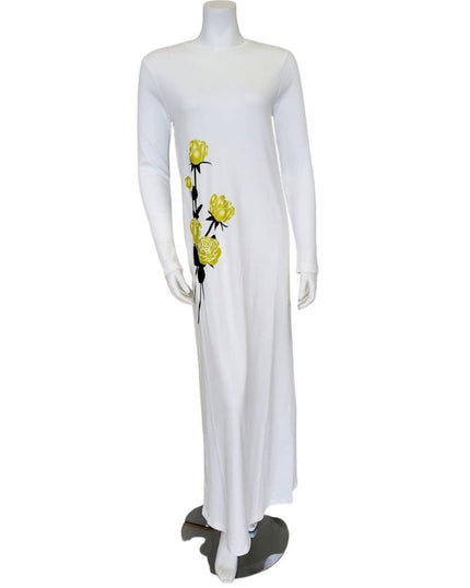 Pierre Balmingo Paris 05-4545A-LL Printed Roses Design White Modal Nightgown myselflingerie.com