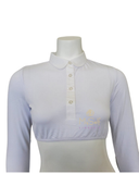 Gemsli SH324 White Long Sleeve Crop Shell with Rounded Collar and Cuffs myselflingerie.com