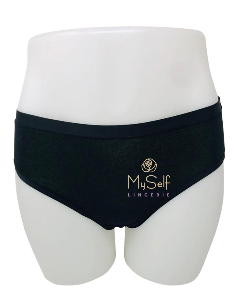 Me Moi MU-1014 3pk Black Cotton Briefs myselflingerie.com