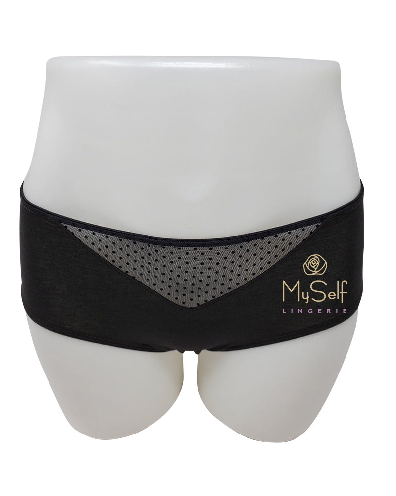 Gemsli 31200 Mesh Insert Organic Cotton Black Hipsters 3 Pk myselflingerie.com