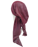 SG CS01-BS Burgundy/Silver Metallic Cotton Pre-Tied Tichel myselflingerie.com