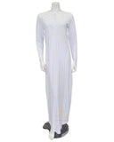 CH6758A White Geometric Shimmer Button Down Cotton Nightgown myselflingerie.com