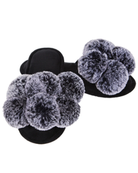 Memoi MZP05446 Luxe Pompom Plush Slippers myselflingerie.com