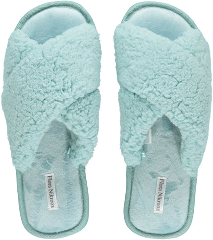 Flora Nikrooz Spa Green Victoria Sherpa Criss Cross Slippers