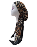 Lizi Headwear Brown/Black Zebra Print Pre-Tied Bandanna myselflingerie.com