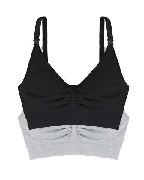  Dorina D000230 Blk/Gry 2 Pack Wire Free Modal Nursing Bras myselflingerie.com