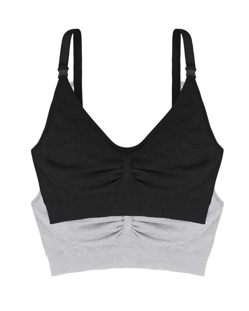  Dorina D000230 Blk/Gry 2 Pack Wire Free Modal Nursing Bras myselflingerie.com